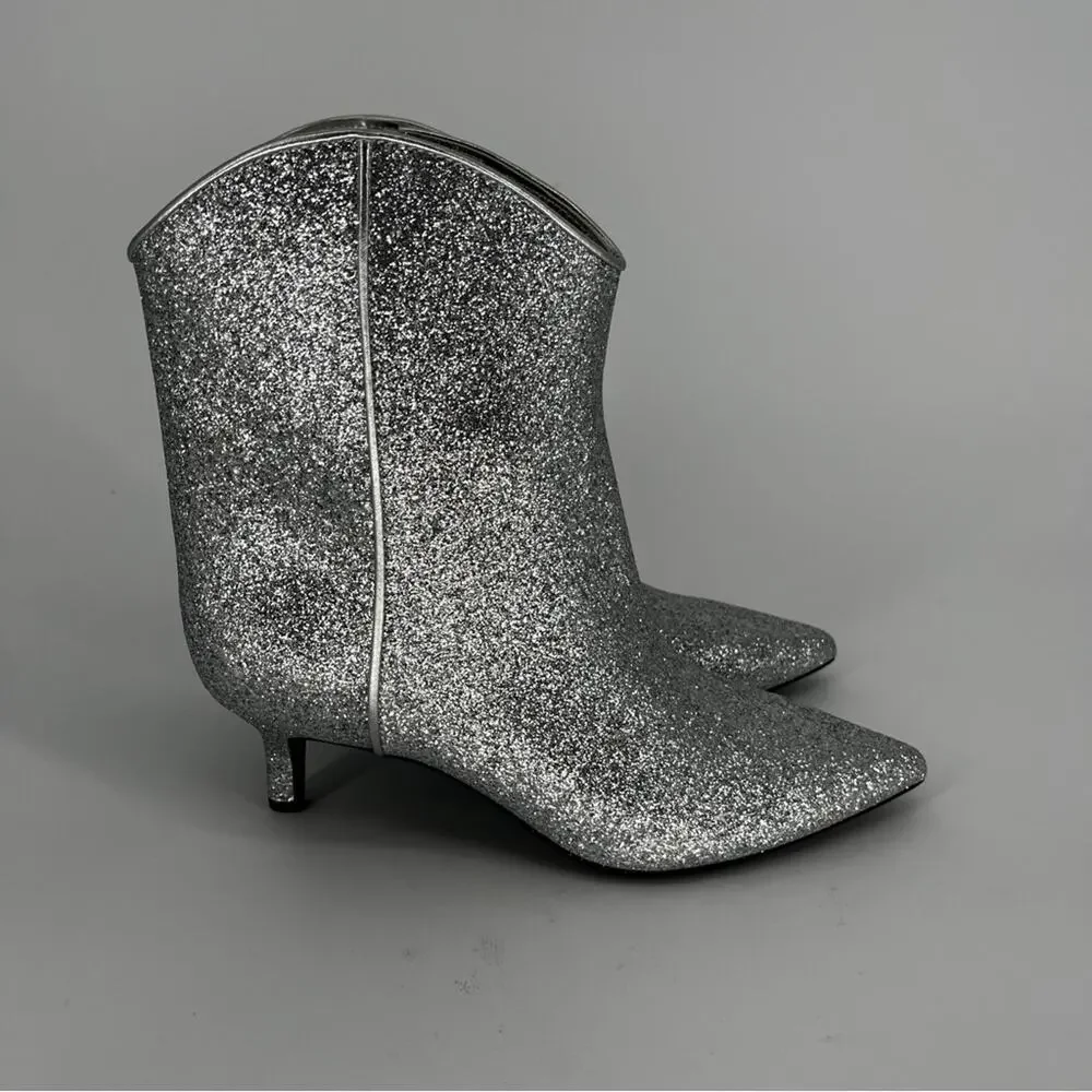 On 34th Aatira Tulip booties silver glitter - 5.5